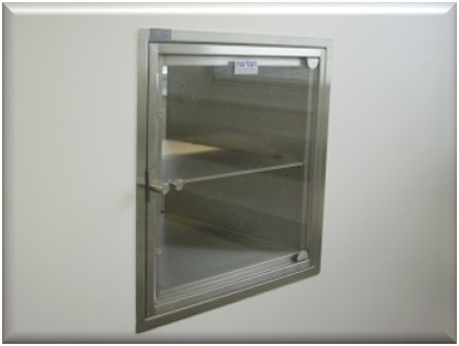 Stainless steel wall-mounted transfer hatch, budget version