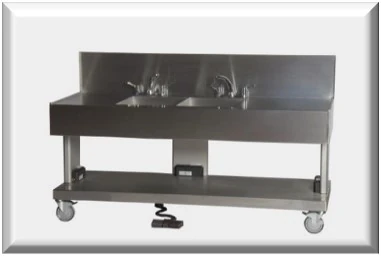 Variable height stainless steel sink